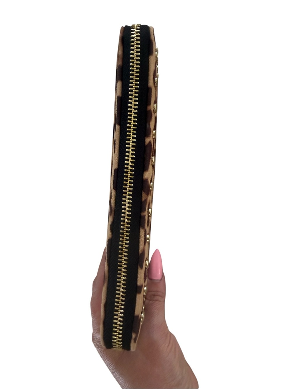INC- NWOT! Leopard Print Zip-Around Wristlet Wallet w/ Gold Studs - Picture 6 of 6